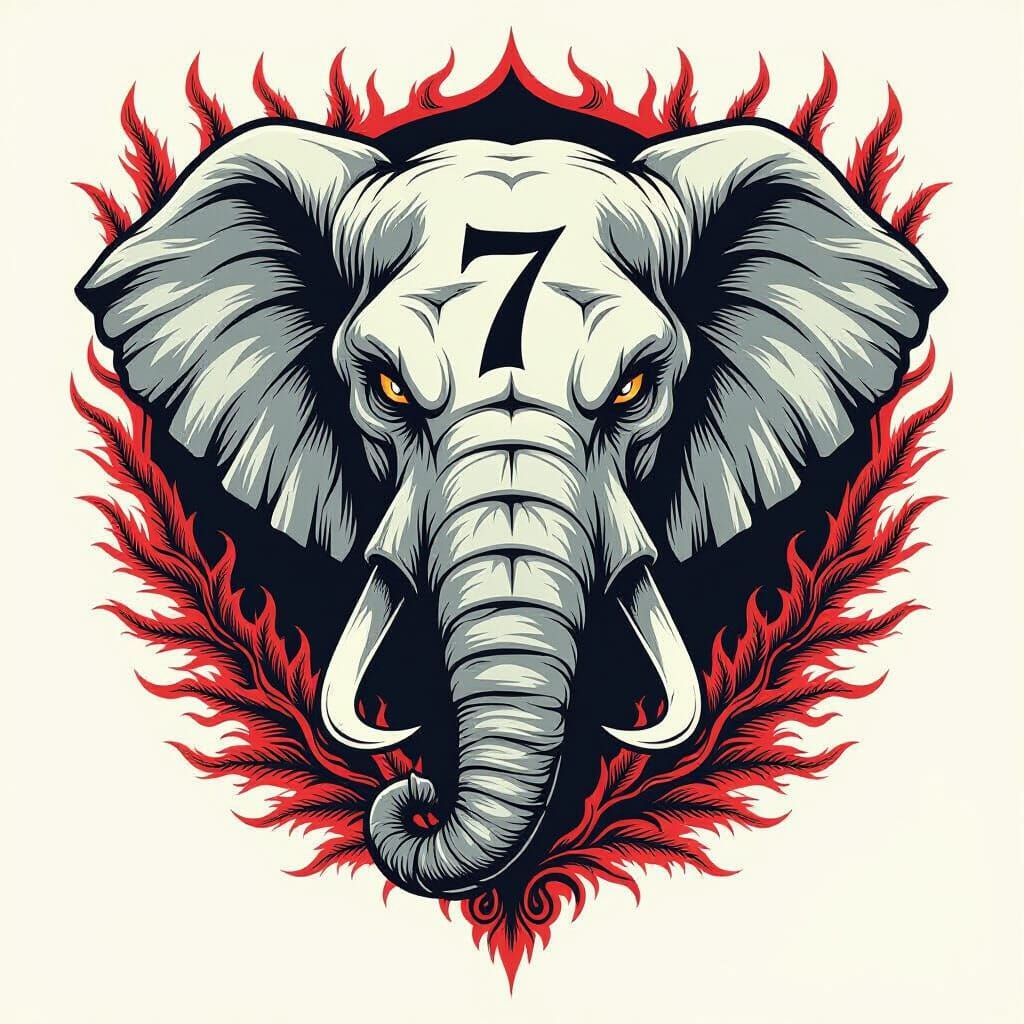 Powerful White Elephant Tattoo Design in Anime Style