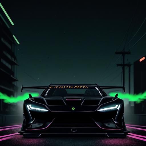 Neon Tokyo Street Racing in Anime Style