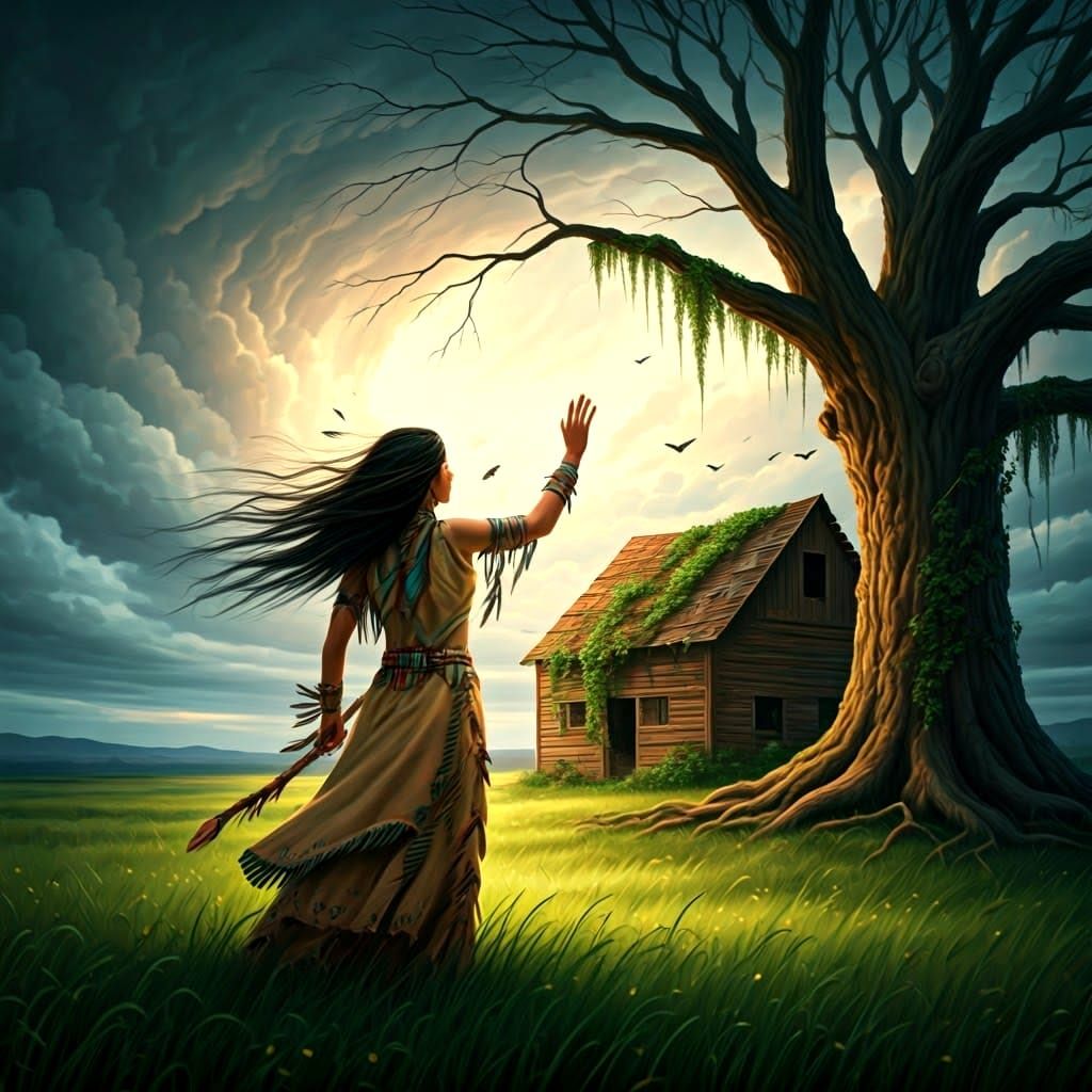 Kansas Storm Over Grasslands: Matte Painting