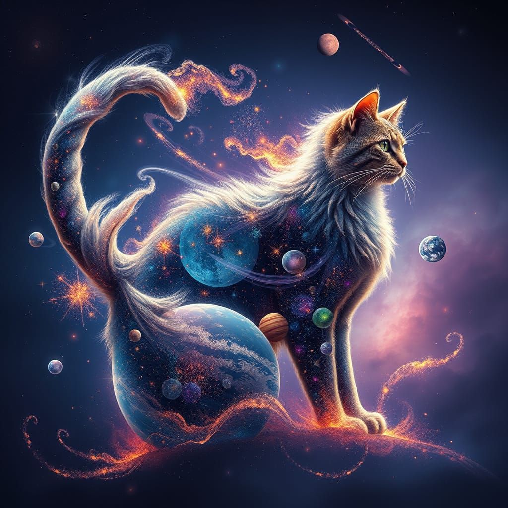 Galactic Feline in Celestial Hues