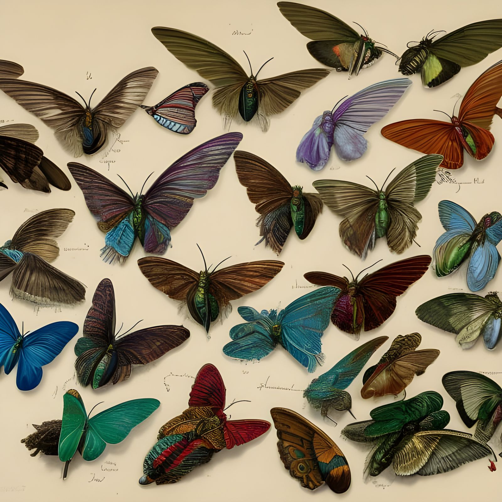 Iridescent Wings on Parchment in Surreal Style