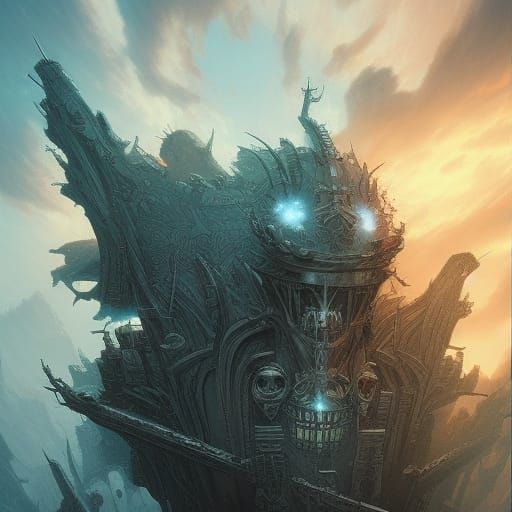 Dark Fantasy Landscape in Volumetric Lighting