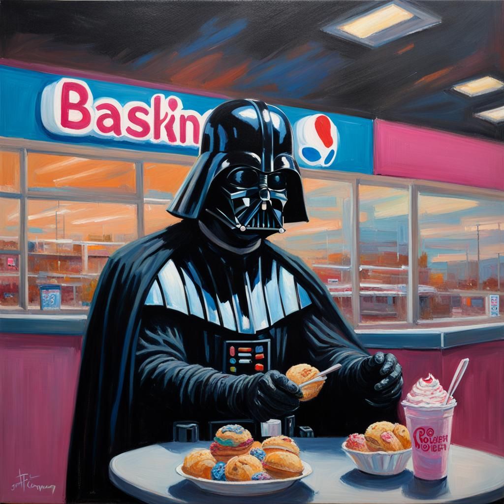 Darth Vader's Icy Encounter: An Oil Painting