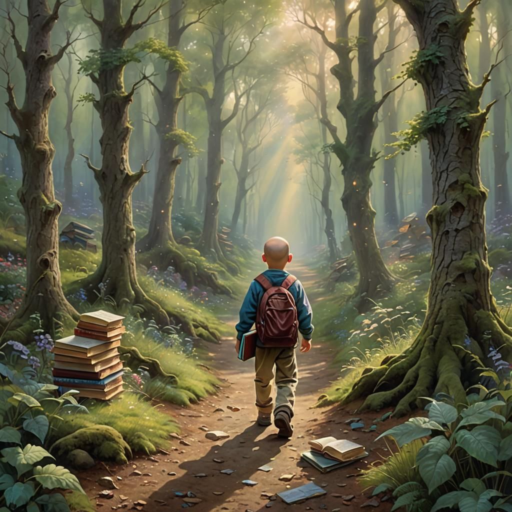 Ethereal Child in Misty Fantasy Woods