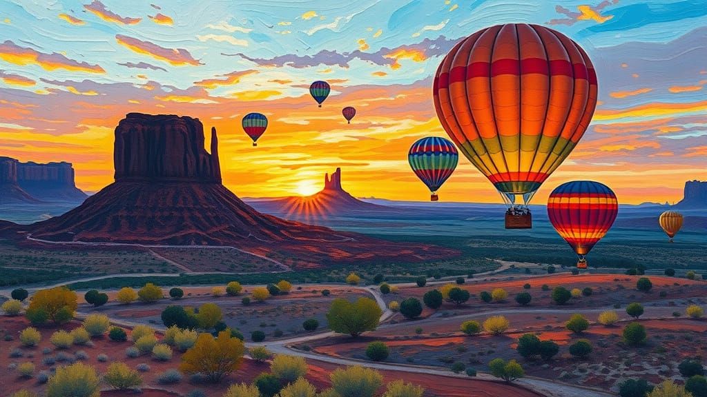 Monument Valley Sunrise in Neo-Expressionist Impasto Style