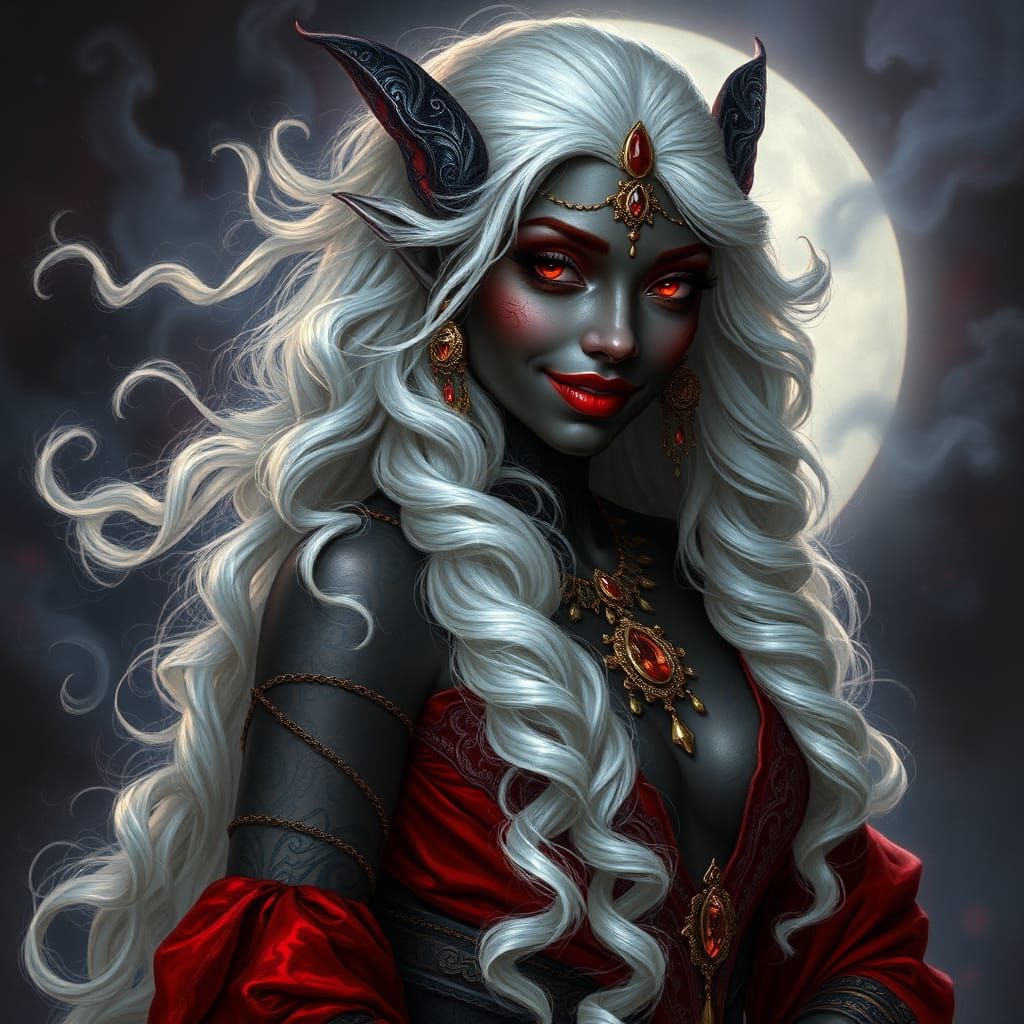 Mystical Dark Elf Dancer in Fantasy Realm