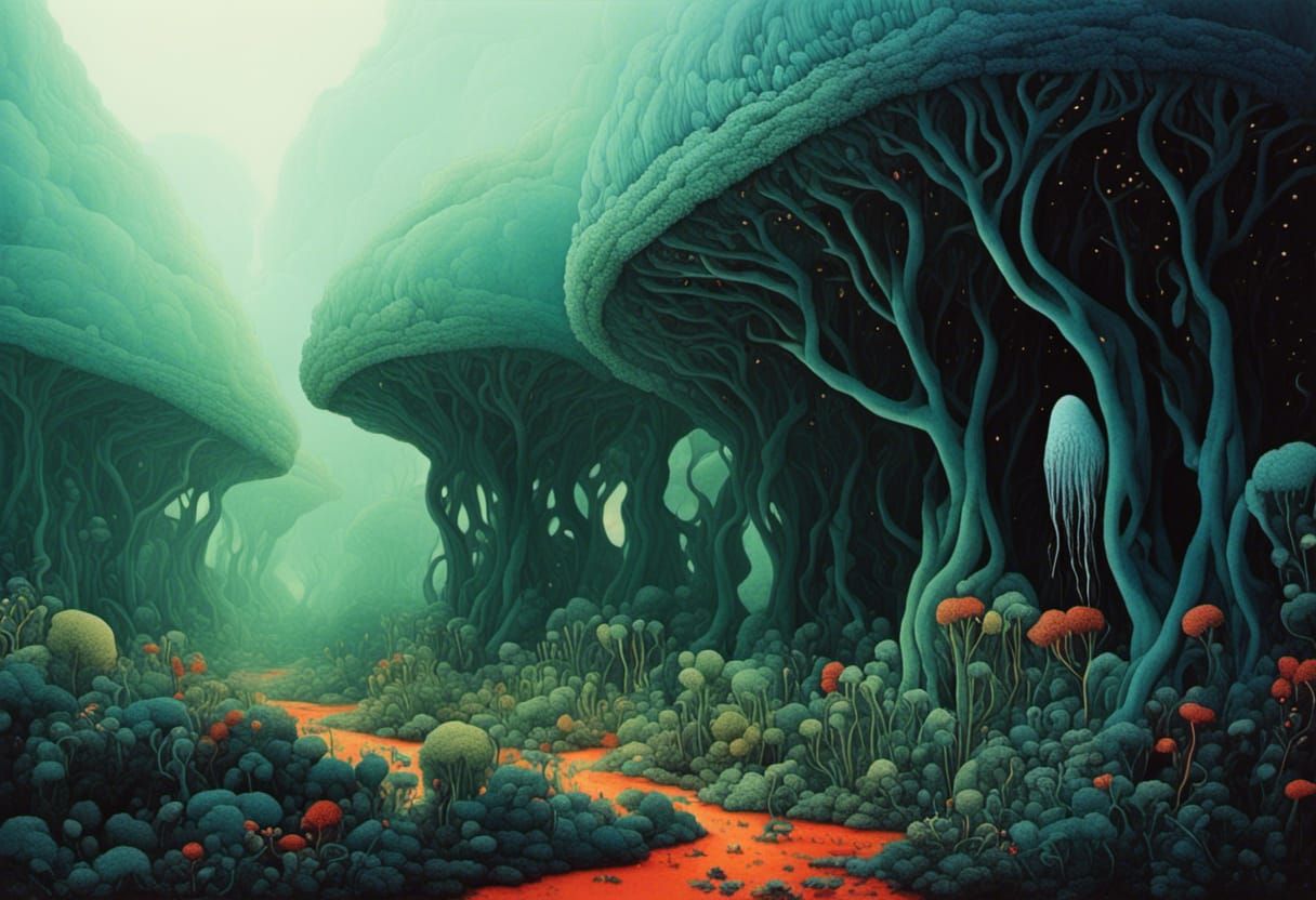 Vibrant Alien Landscape Illustration
