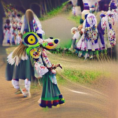 Evocative Folklore Scene in Digital Art Style