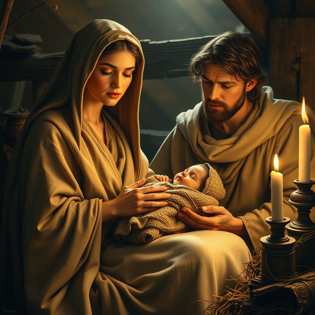 Nativity Scene in Hyperrealistic Style