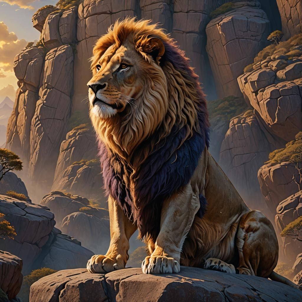 Majestic Lion King Surveys His Kingdom