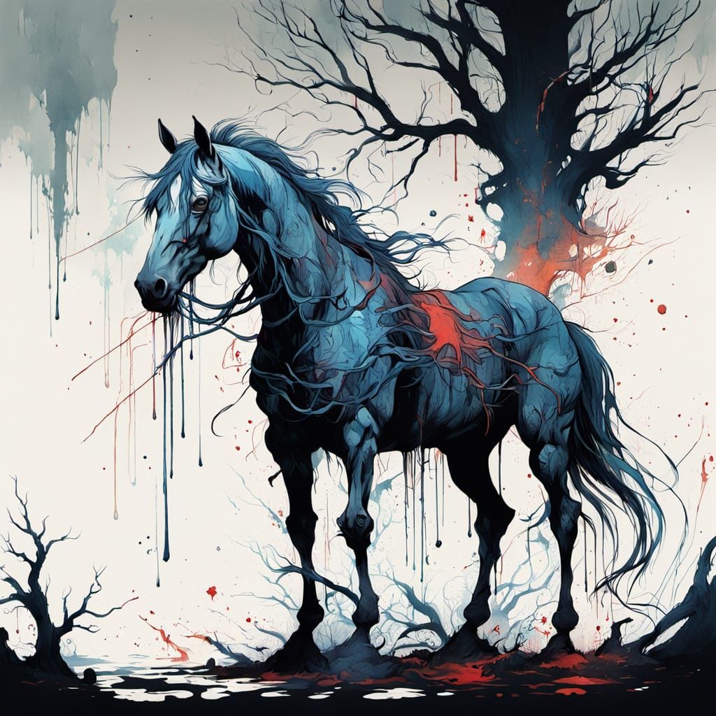 Haunted House as Chaotic Ink Splatter Art