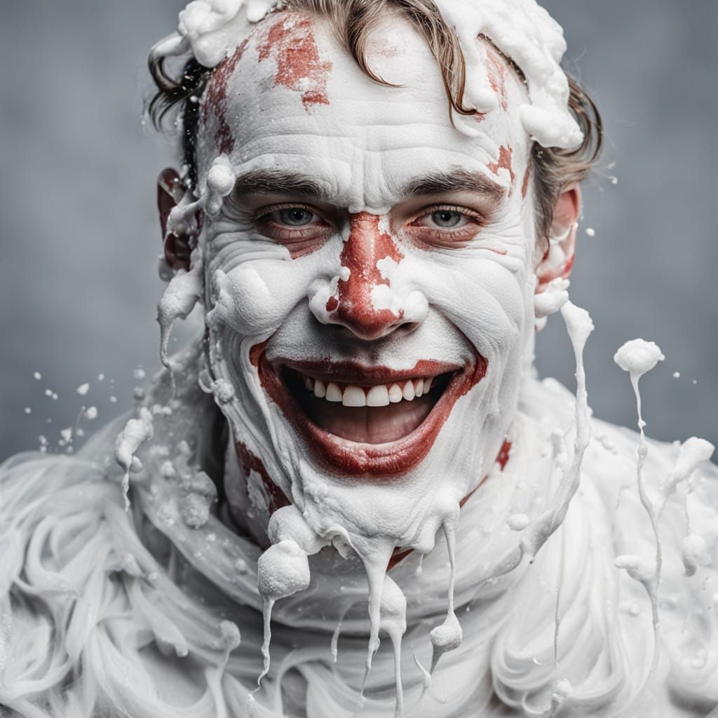 Jester Smiling with Whipped Cream on Face