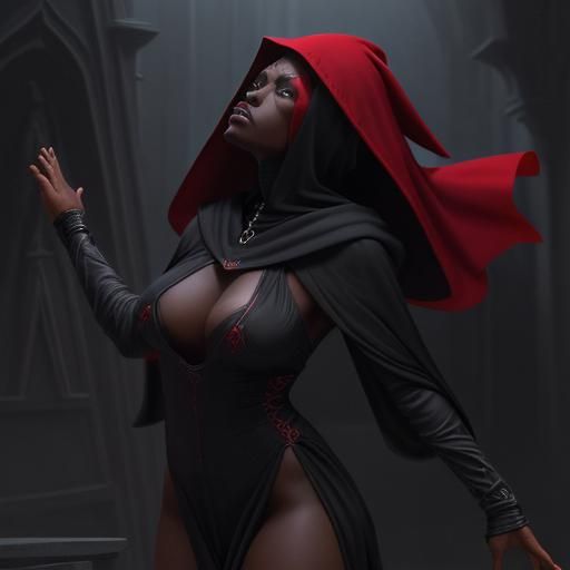 Woman in Nun Habit Twerking: Dramatic Digital Painting