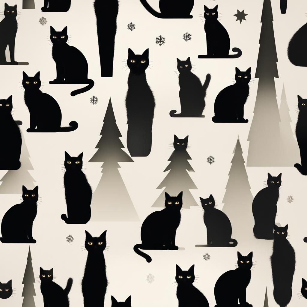 Black Cat Christmas Tree Photo