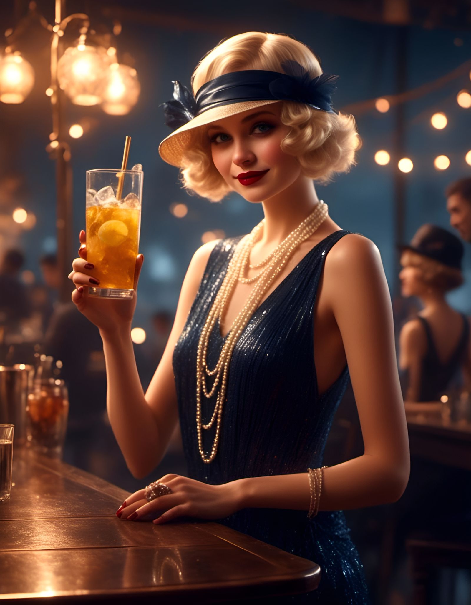 Roaring 20s Flapper Girl in Animated Style