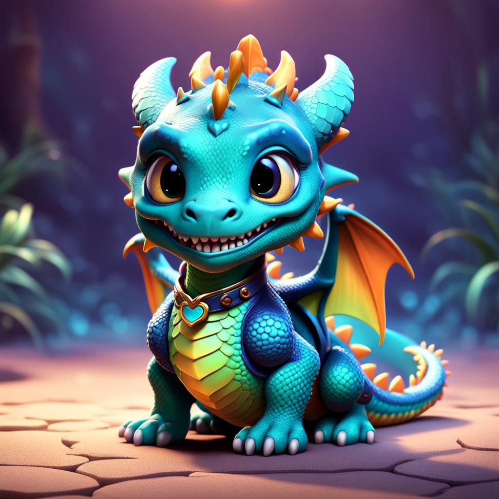 Adorable Baby Dragon Pet in Pixar Style