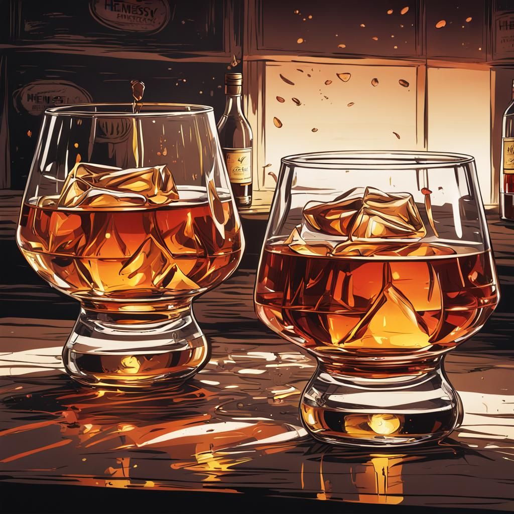 Hennessy Glasses in Cel-Shaded Anime Style