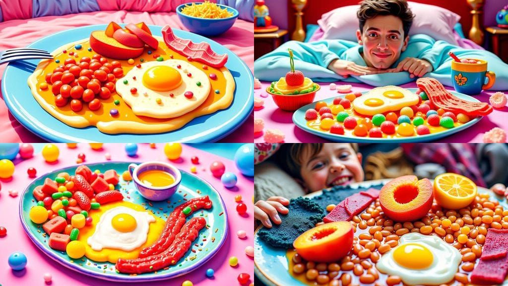 Sweet British Breakfast Fry-Up in Vibrant Colors