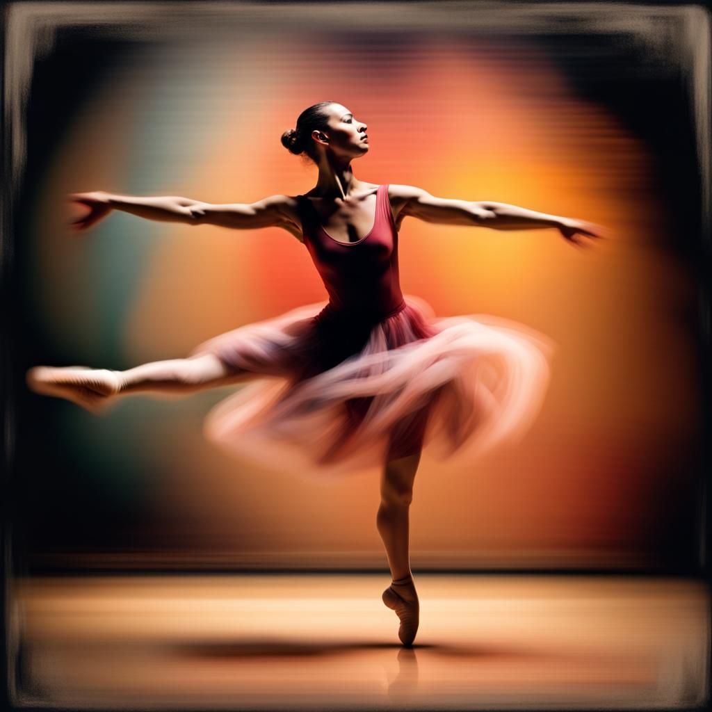 Ballet Dancer's Fouetté in Chalk Art Style