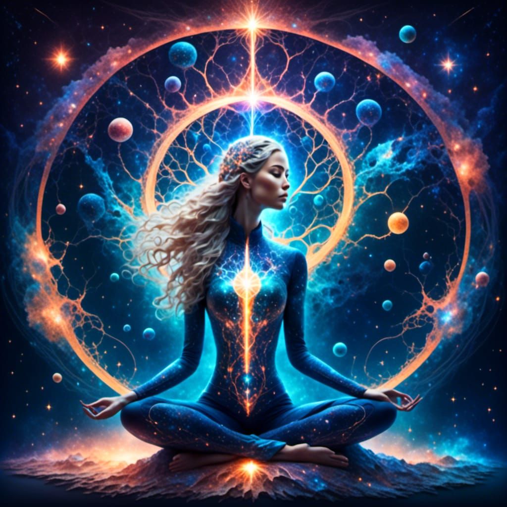 Cosmic Beauty: Scandinavian Woman in Galaxy