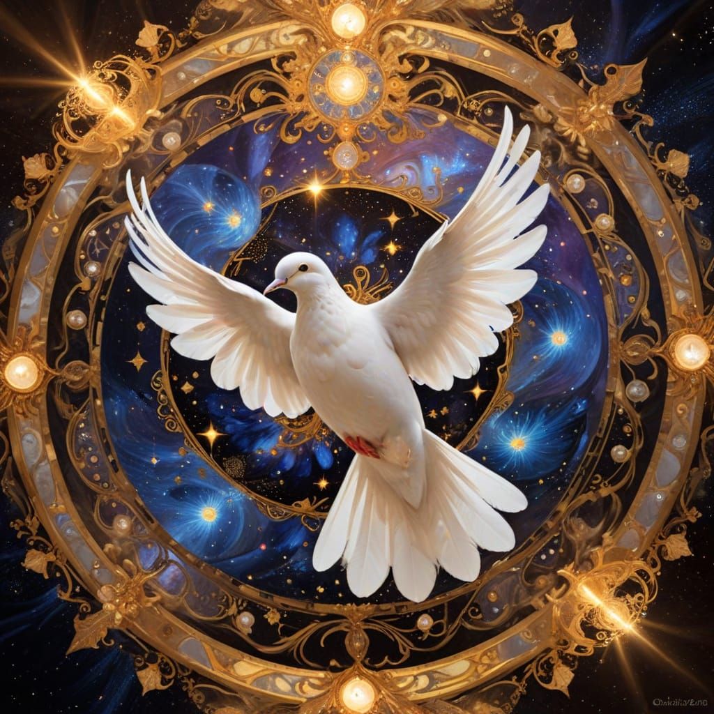 Dove in Rococo Style with Luminous Glow