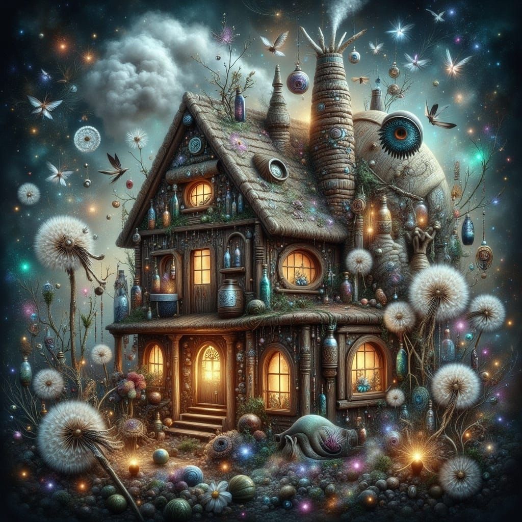 Dreamy Whimsical House on a Snail's Back