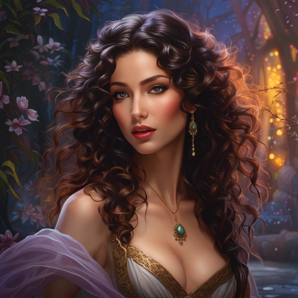 Laughing Freckled Maiden in Rain, Fantasy Art Style