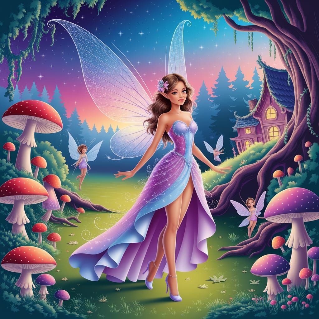Enchanted Fairyland Scene in Dreamy Twilight