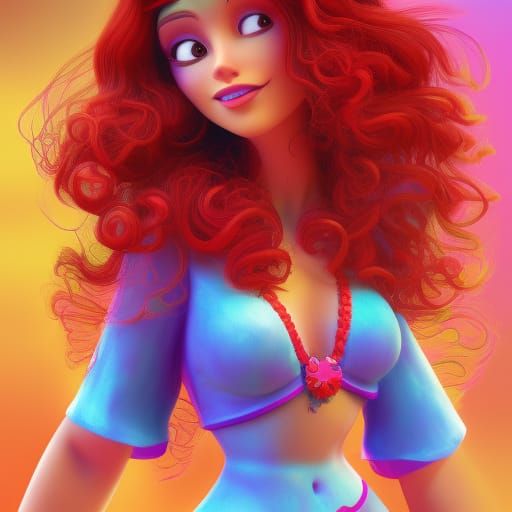 Pixar-Style Gypsy Girl with Red Hair
