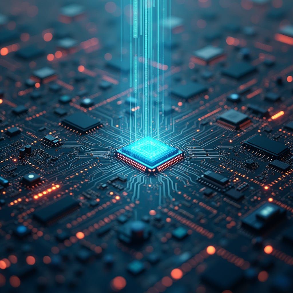 Cyberpunk Privacy: Digital Landscape with Circuit Boards