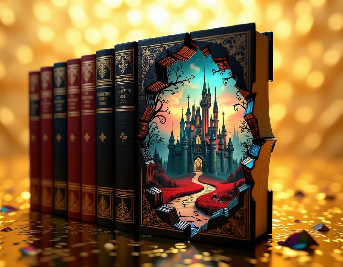 Fantasy Book Spine Reveals Gothic Castle Microcosm
