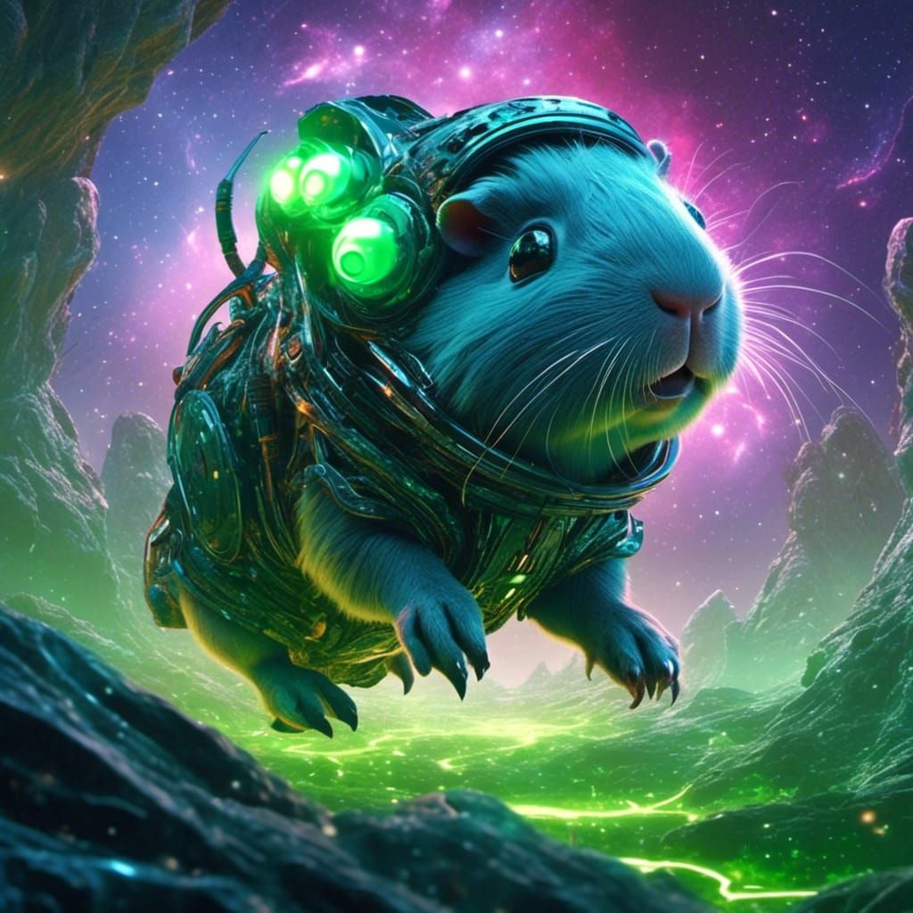 Cyborg Alien Guinea Pig in Alien Galaxy