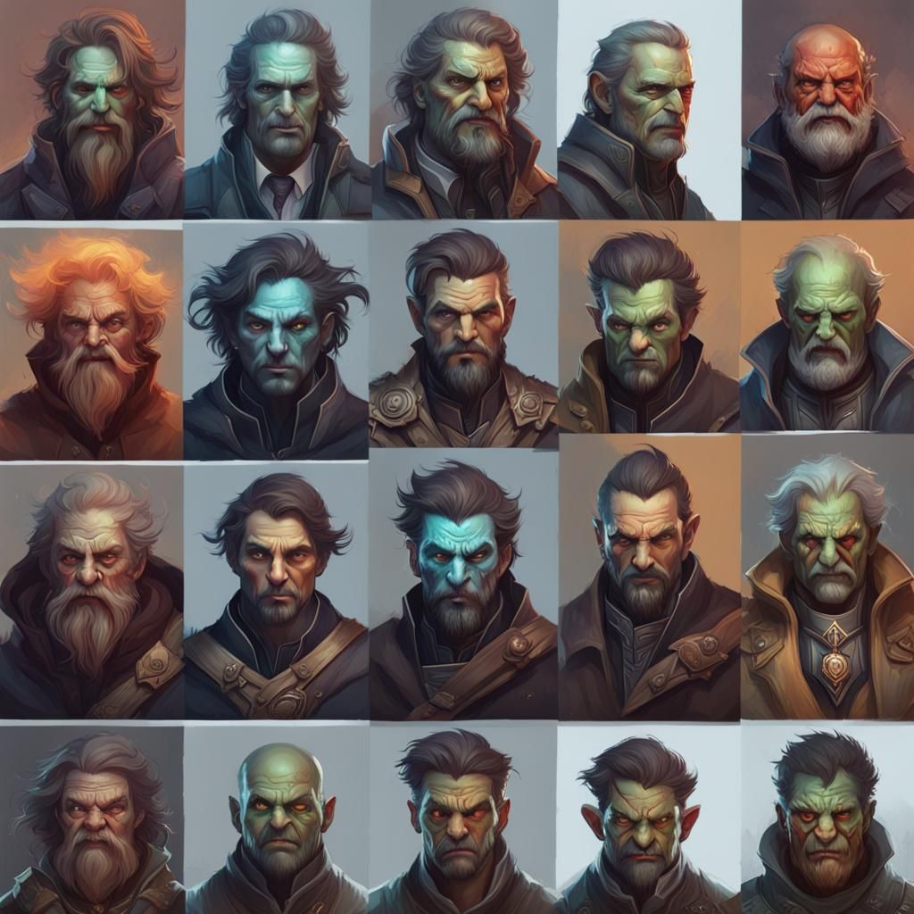 Multi-Faced Warlock Portrait in Hyperdetailed Style