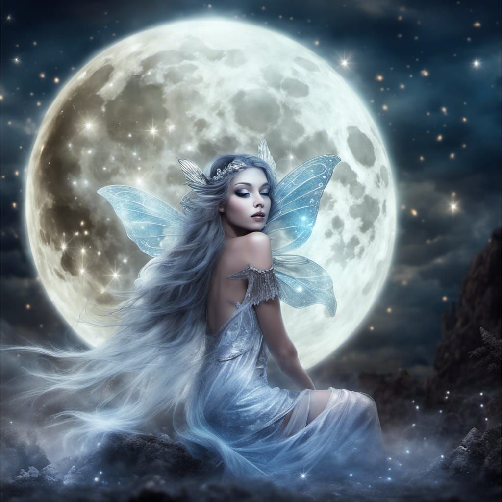 Mystical Moon Fairy in Moonlight: High Fantasy Art