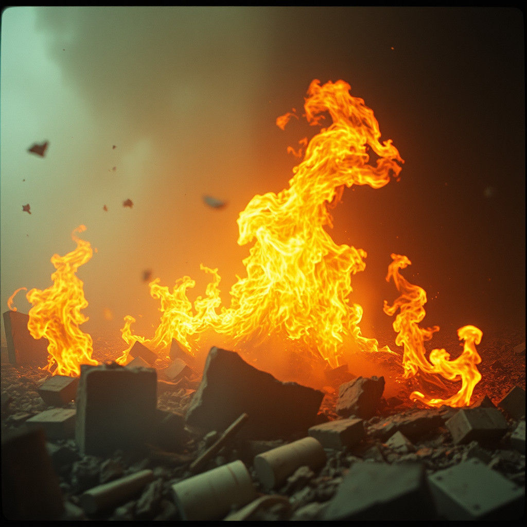 Ethereal Flames Dance in Shattered Time