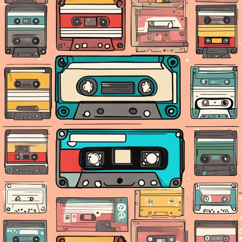 Vintage Cassette Tape in Kawaii Style