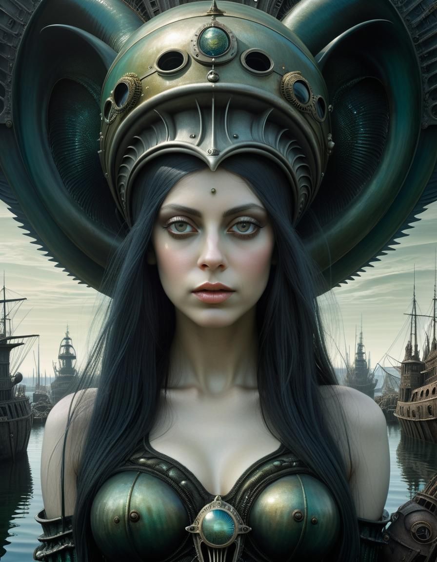 Cryptid Mermaid Portrait in Post-Apocalyptic Wonderland