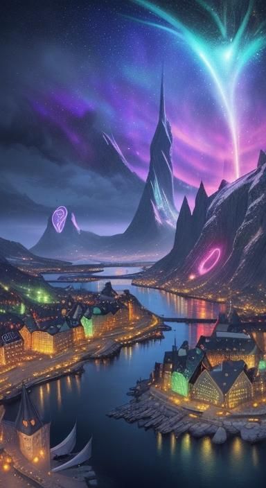 A fantasy utopian city  breath taking view beautiful multi c...