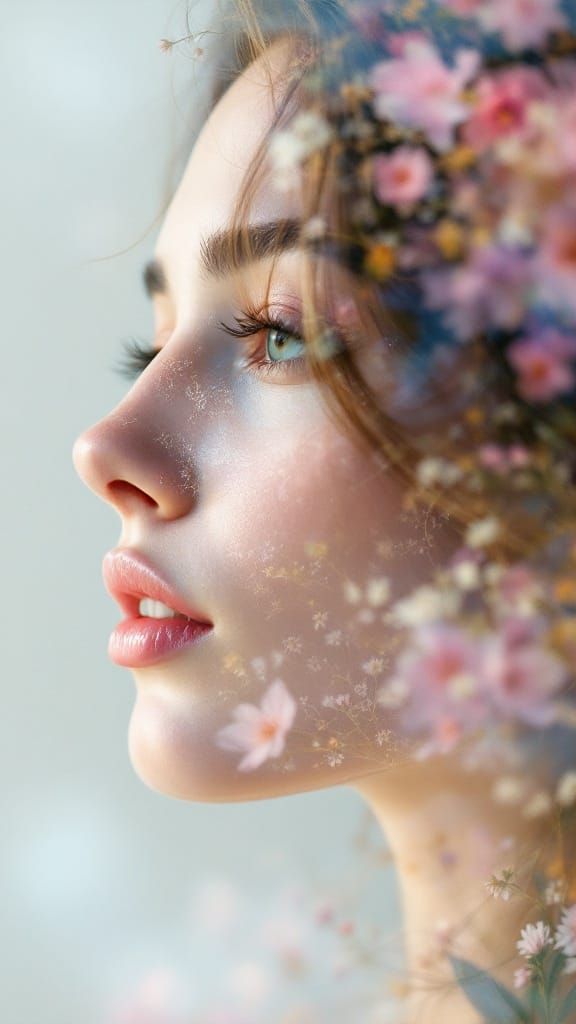 Dreamy Portrait of a Young Woman in Soft Pastel Tones