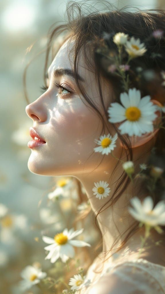 Dreamy Portrait of a Young Woman in Soft Pastel Tones