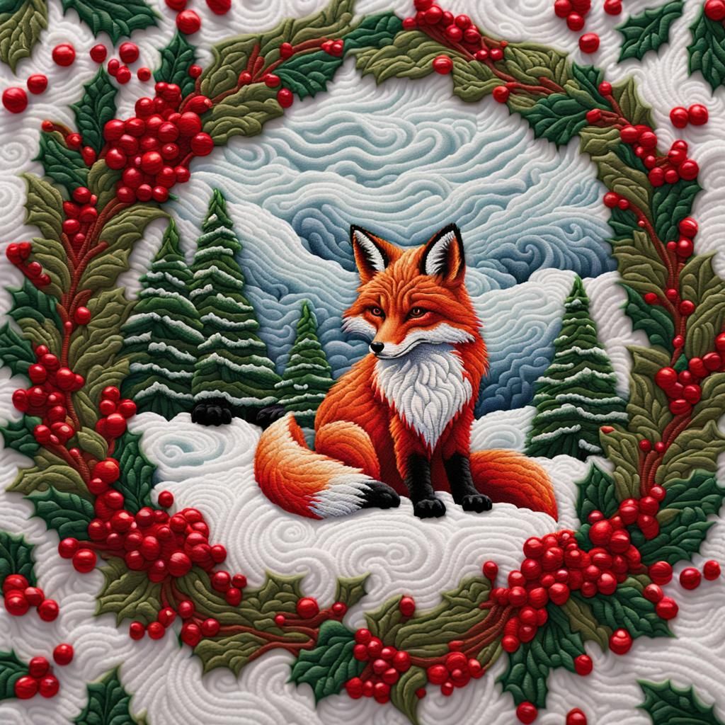 Embroidered winte fox 3