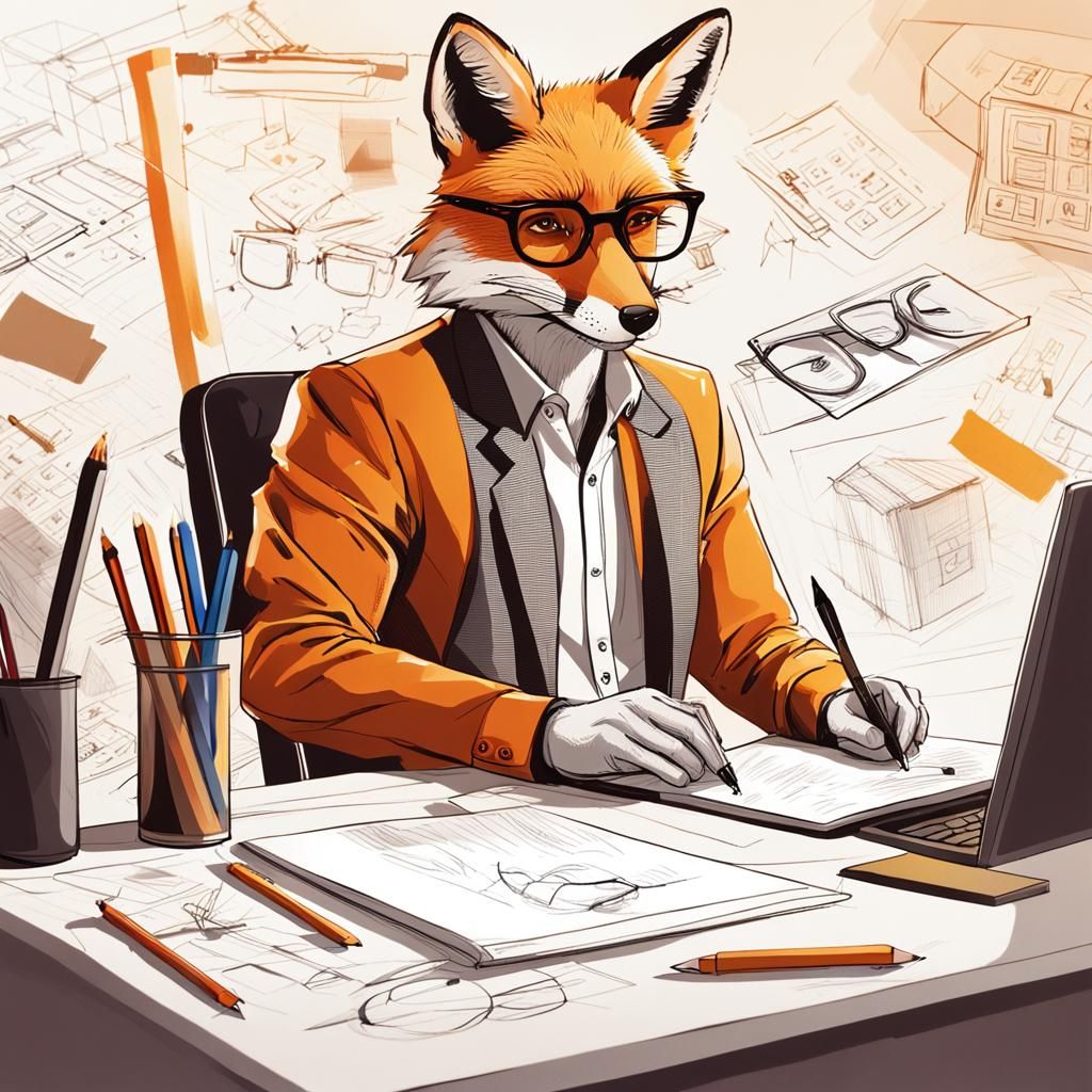 Fox Graphic Designer at Work in Studio Photography