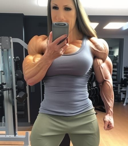 Extremely Muscular Bodybuilder Grandma with Ripped Abs