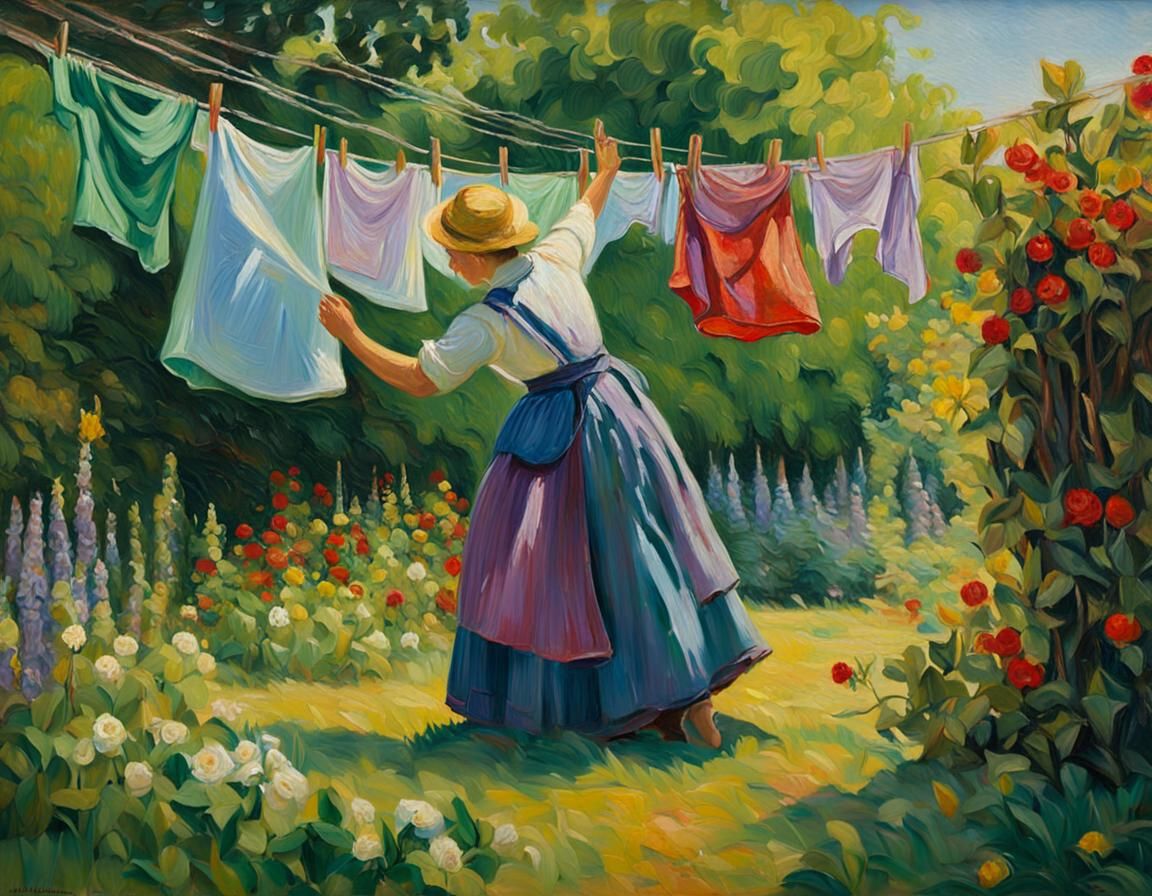 Woman in Garden: An Impasto Oil Painting