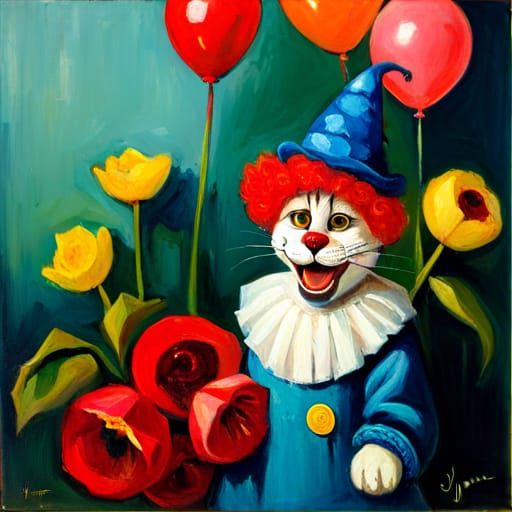 A laughing cat clown