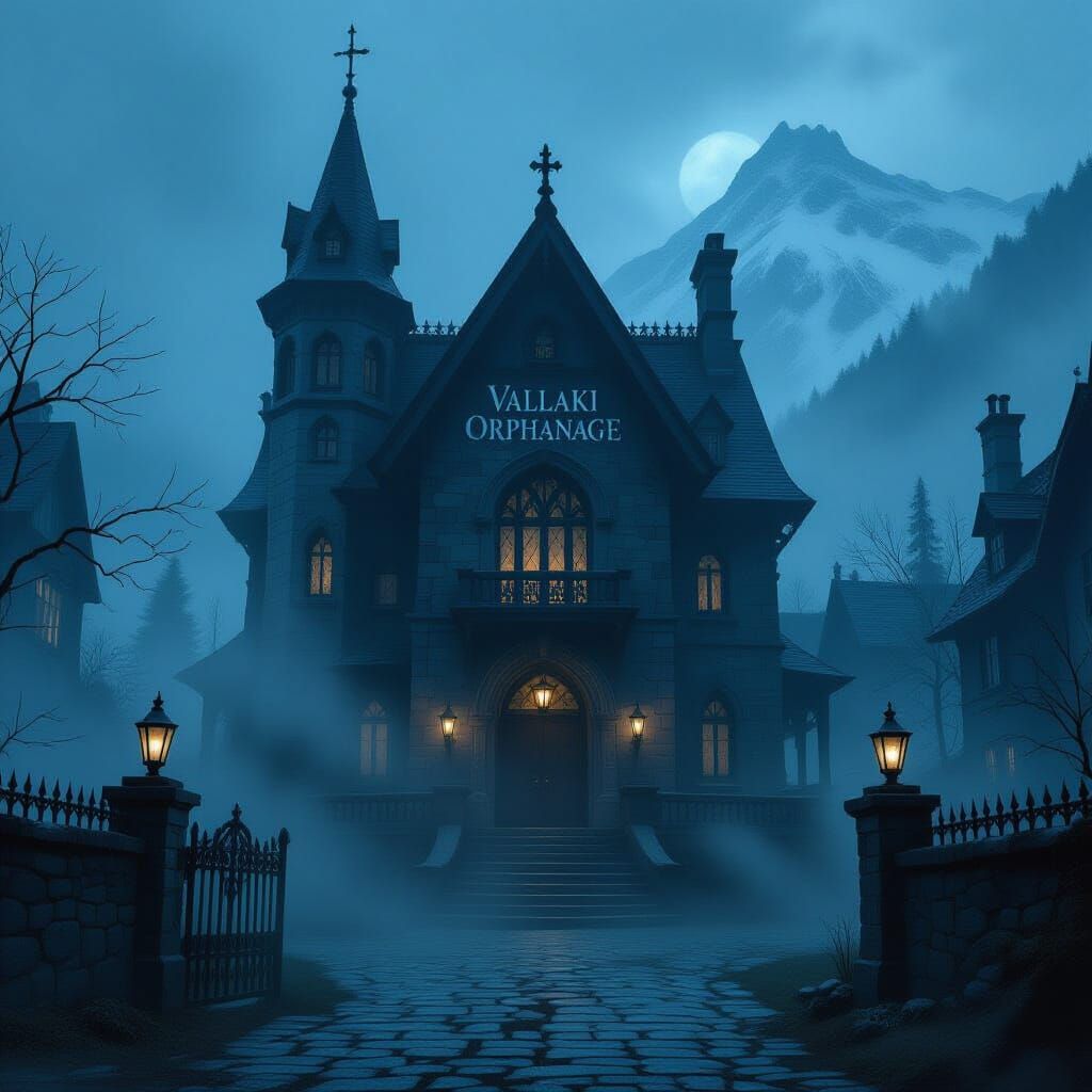 Gothic Orphanage in Medieval Town: A Haunting Dark Fantasy