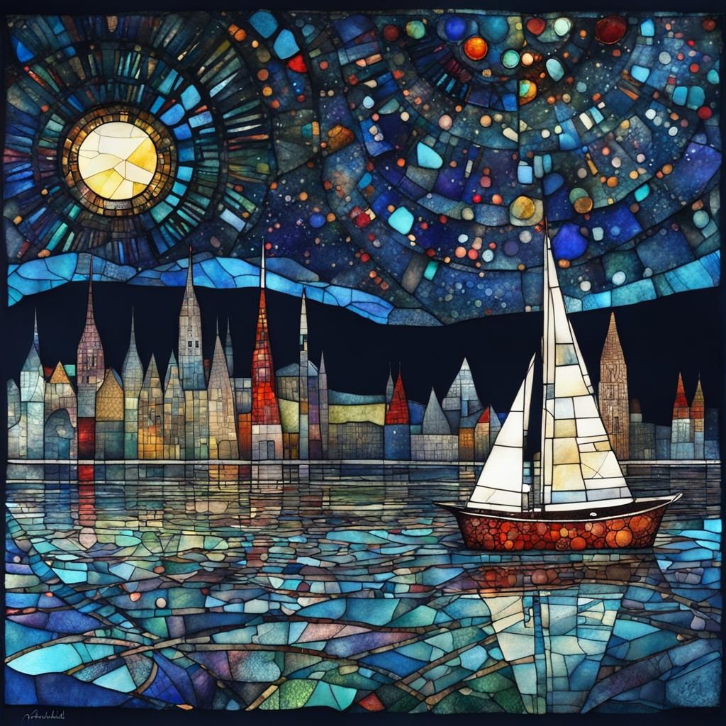 Stained Glass in Art Brut Style Illustration