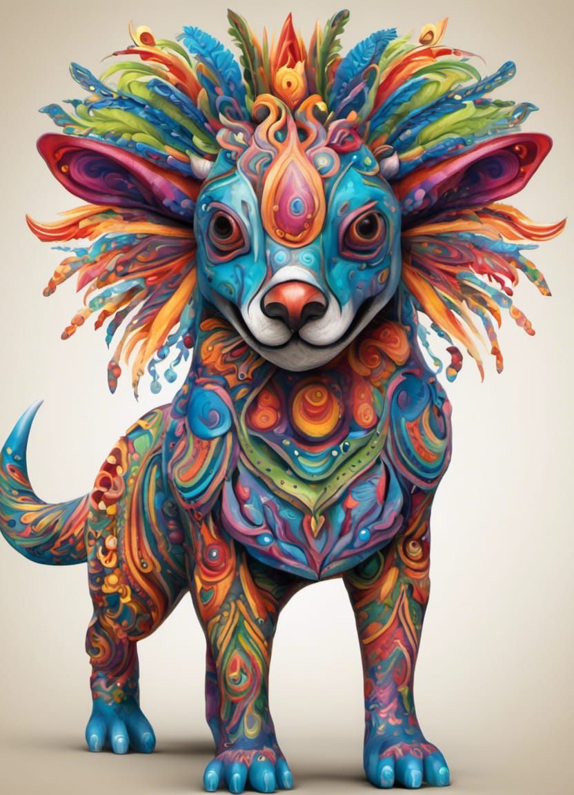 Colorful Alebrije Fantasy Animal: Detailed Art
