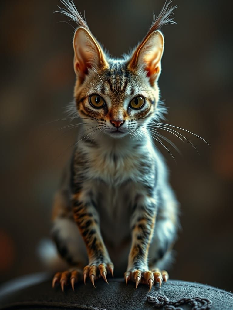 Ethereal Art Deco Squirrel Cat Hybrid in Opalescent Glow