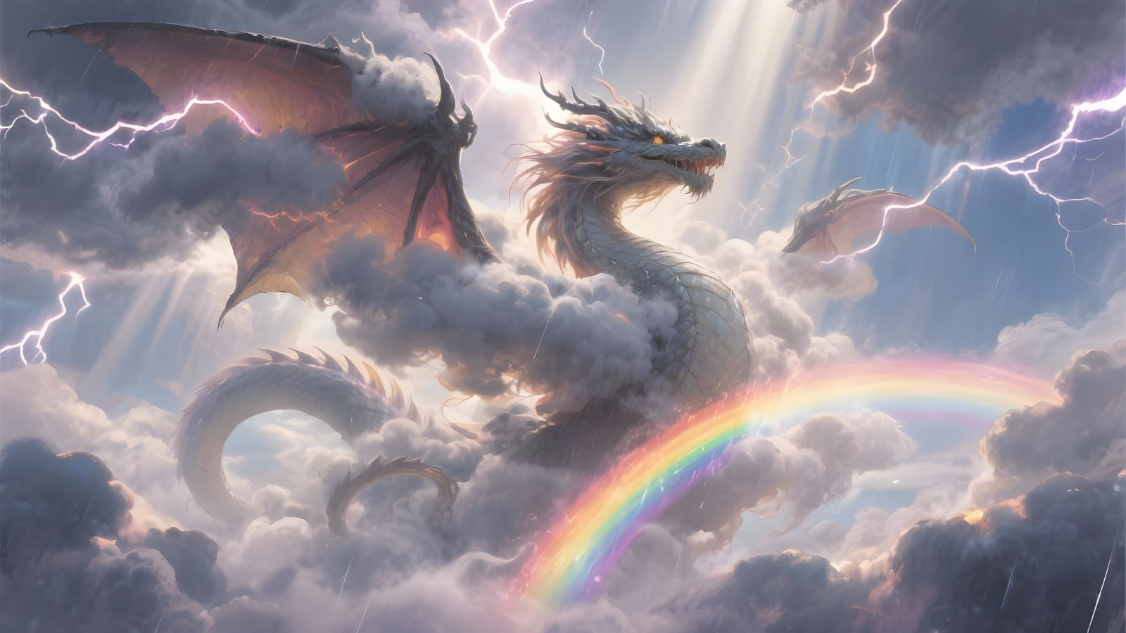 Colossal Cloud Dragon in Epic Fantasy Style